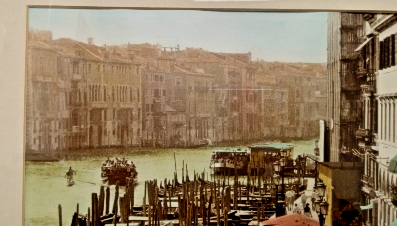 Gail Giarrusso Hand Colored Photograph Grand canal Venice Signed Framed Matted