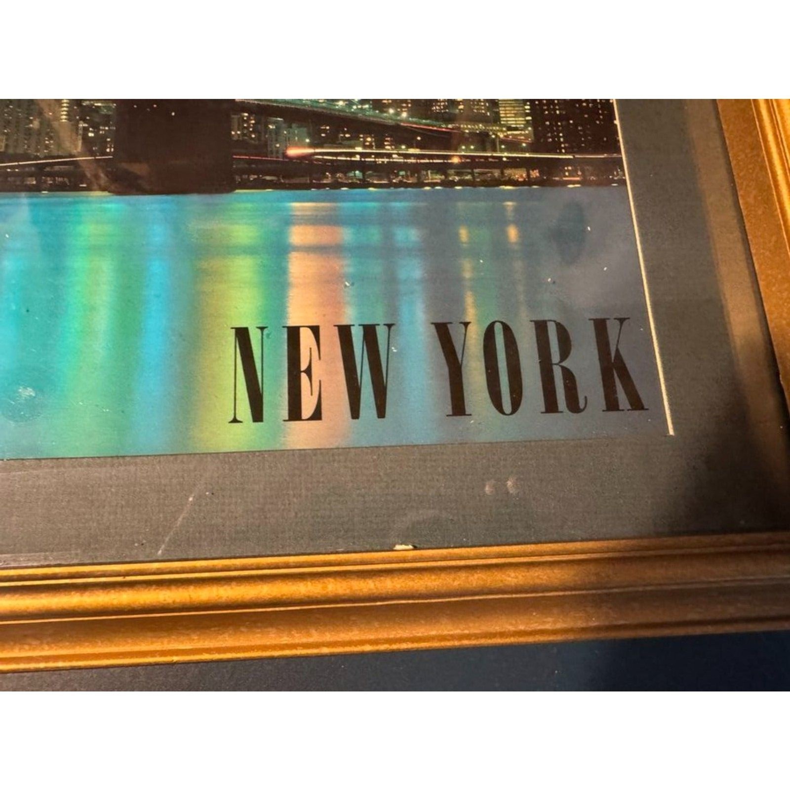 Vintage Framed New York City Skyline Print World Trade Center 19″ x 15 1/2″