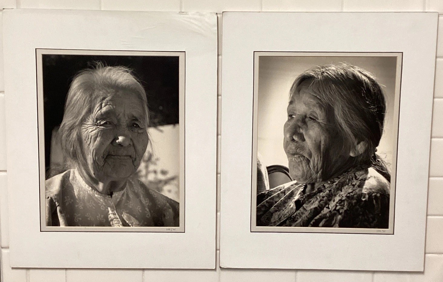 Vtg Apache Native American Elder Women Portraits Camp Verde Arizona 16×20 Blk&Wh