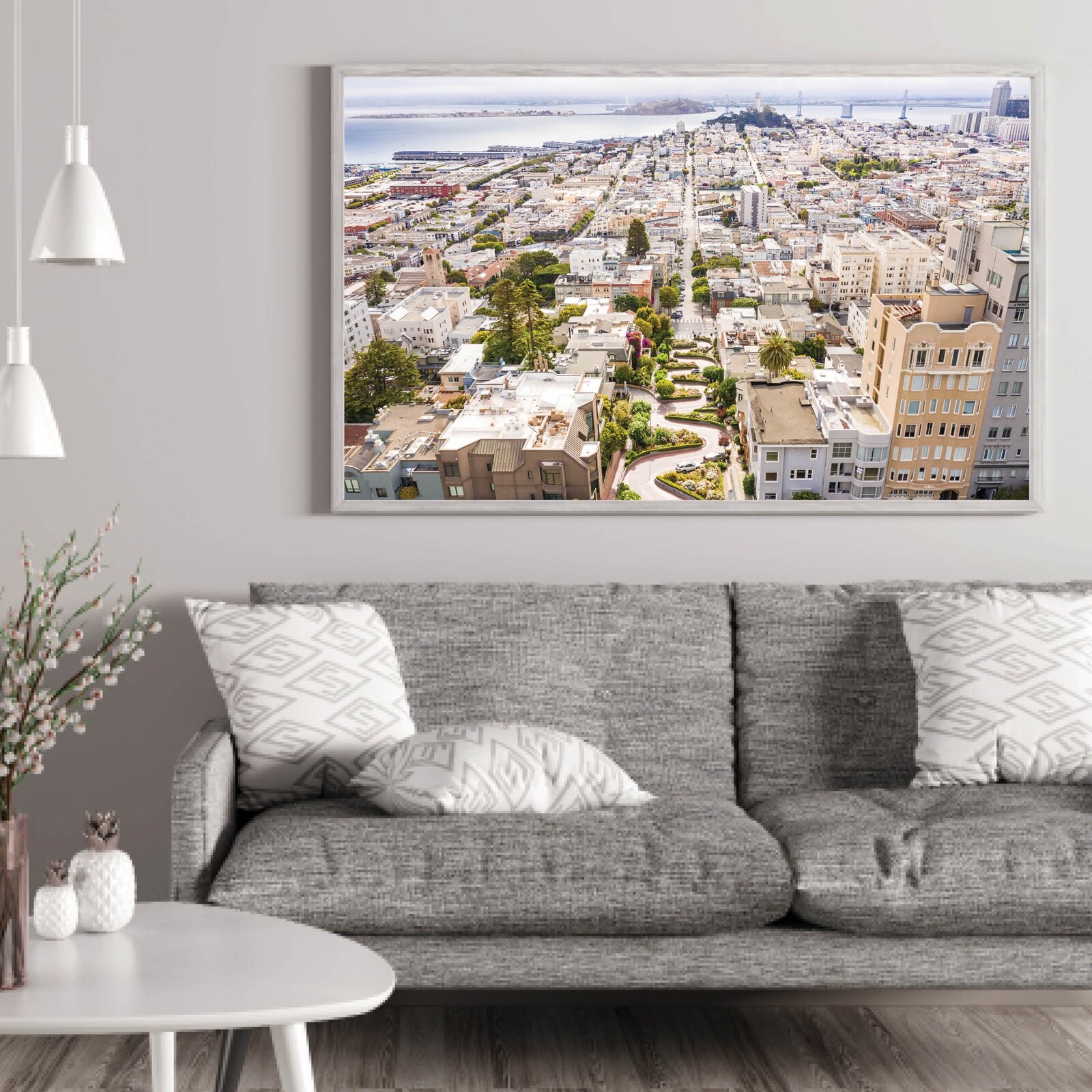 San Francisco Skyline Print, Lombard Crooked Street, California Fine Art Photo