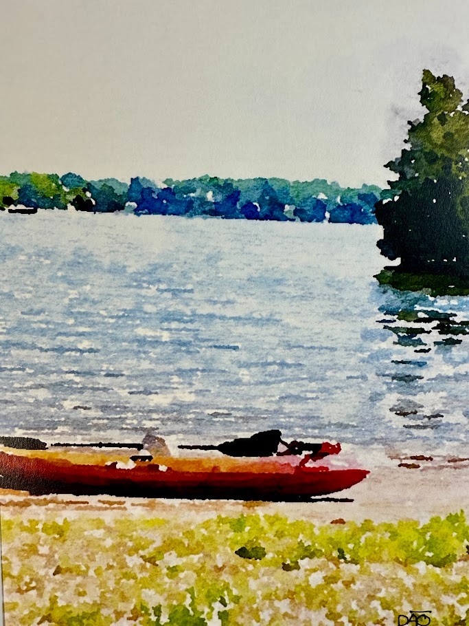 Kayaking Digital Watercolor Original Photograph 8 X 10 Matted To 11 X 14 Signed