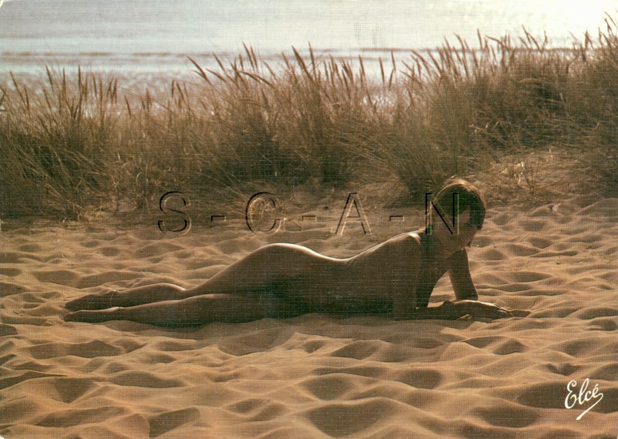 Vintage Nude French Color Postcard- Butt- Woman- Legs- Beach- Ocean- Sand Dunes