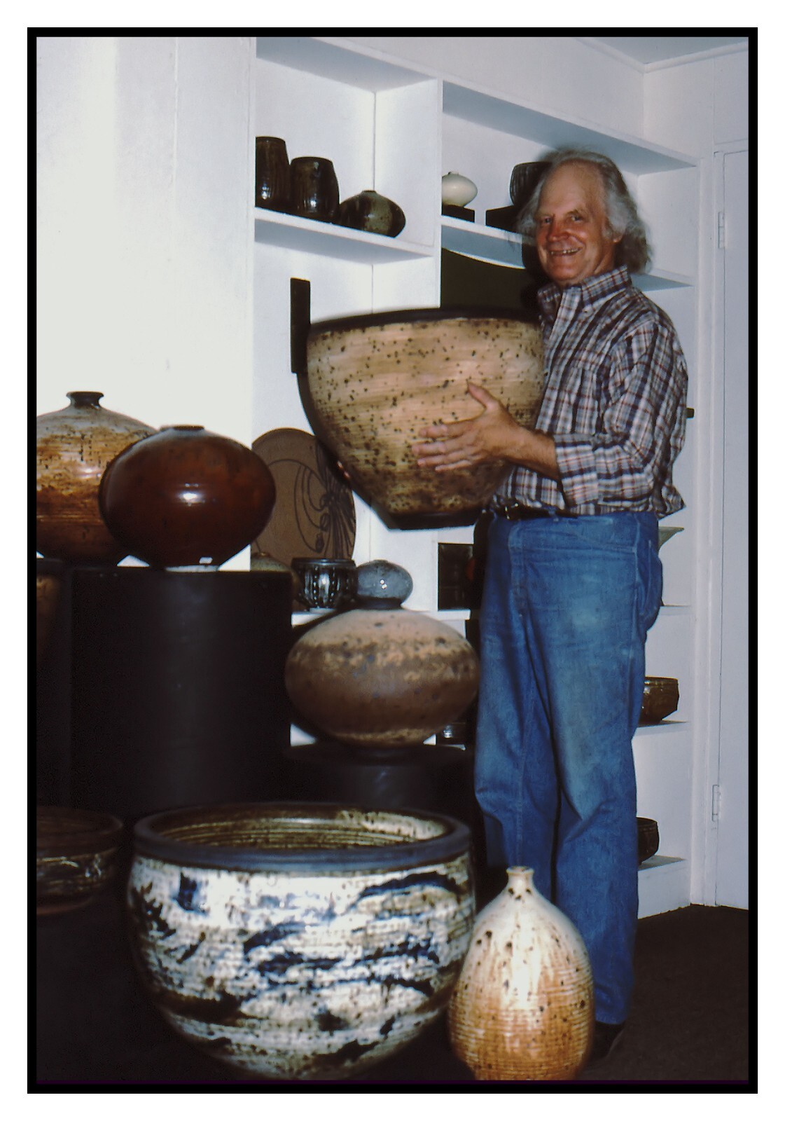 OTTO HEINO In Studio with Pots, Ojai CA 1988, 8″x10″ Glossy by Jack Chipman