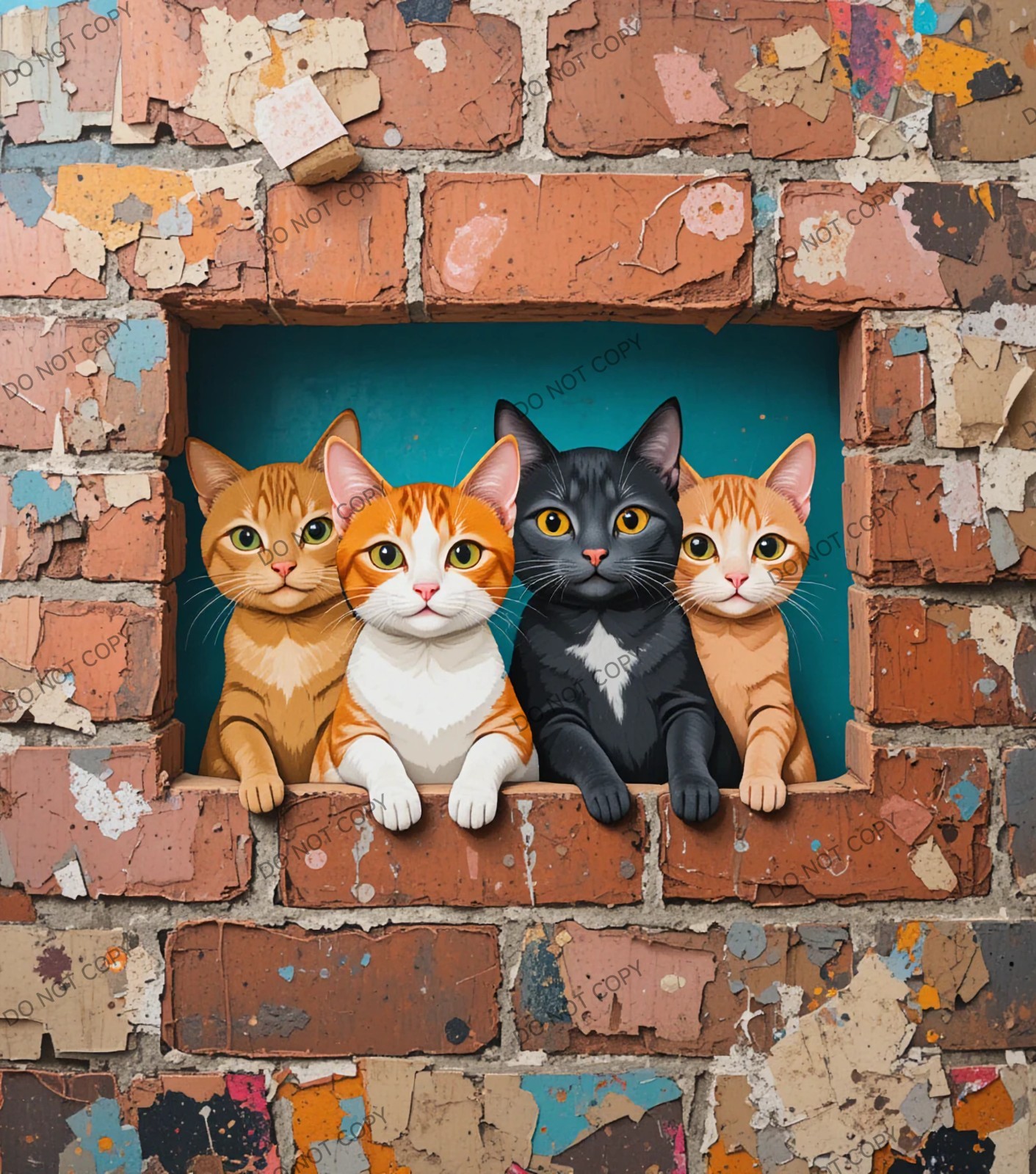 Cats Wallpaper Digital Art Image HD Picture Background Kids Room Decor 4K Photo