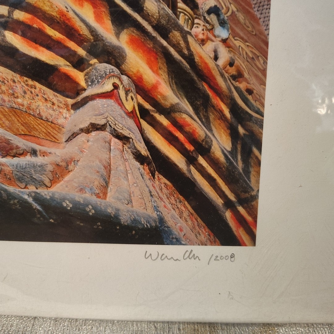 San Xavier Interior Signed Warren Allen 2008 Photographic Print 19×13 Tubac, Az