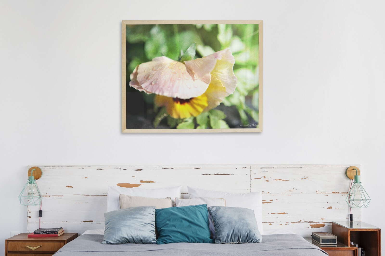 Yellow Poppy Flower Raindrop Home Decor, Wall Art, Bathroom Bedroom Photography