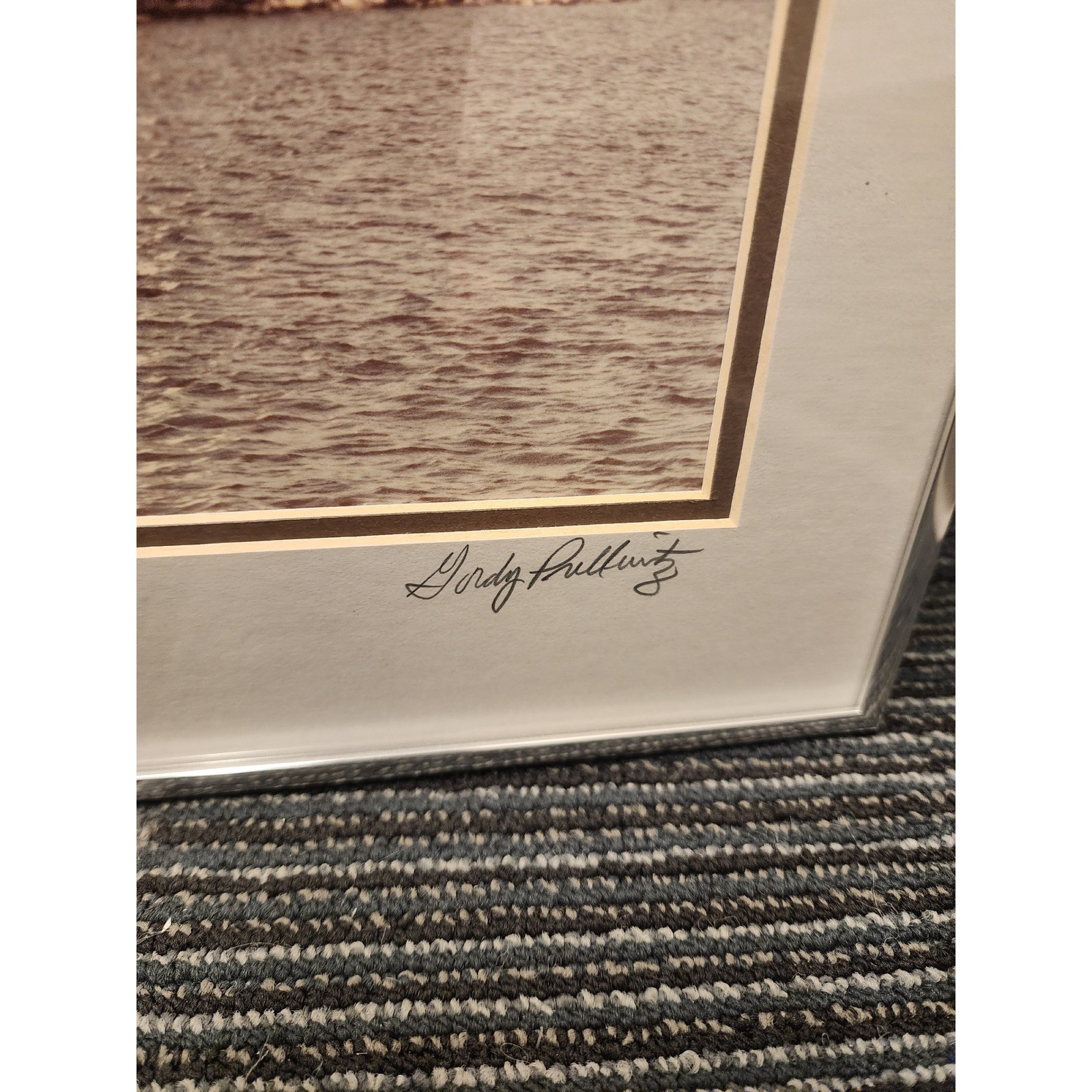 Gordy Pullwitz Signed Lighthouse Photograph Framed Sepia Nautical Coastal Art