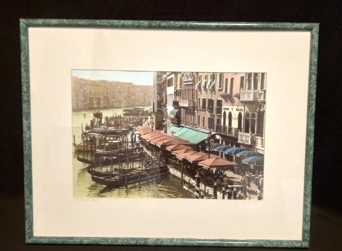 Gail Giarrusso Hand Colored Photograph Grand canal Venice Signed Framed Matted