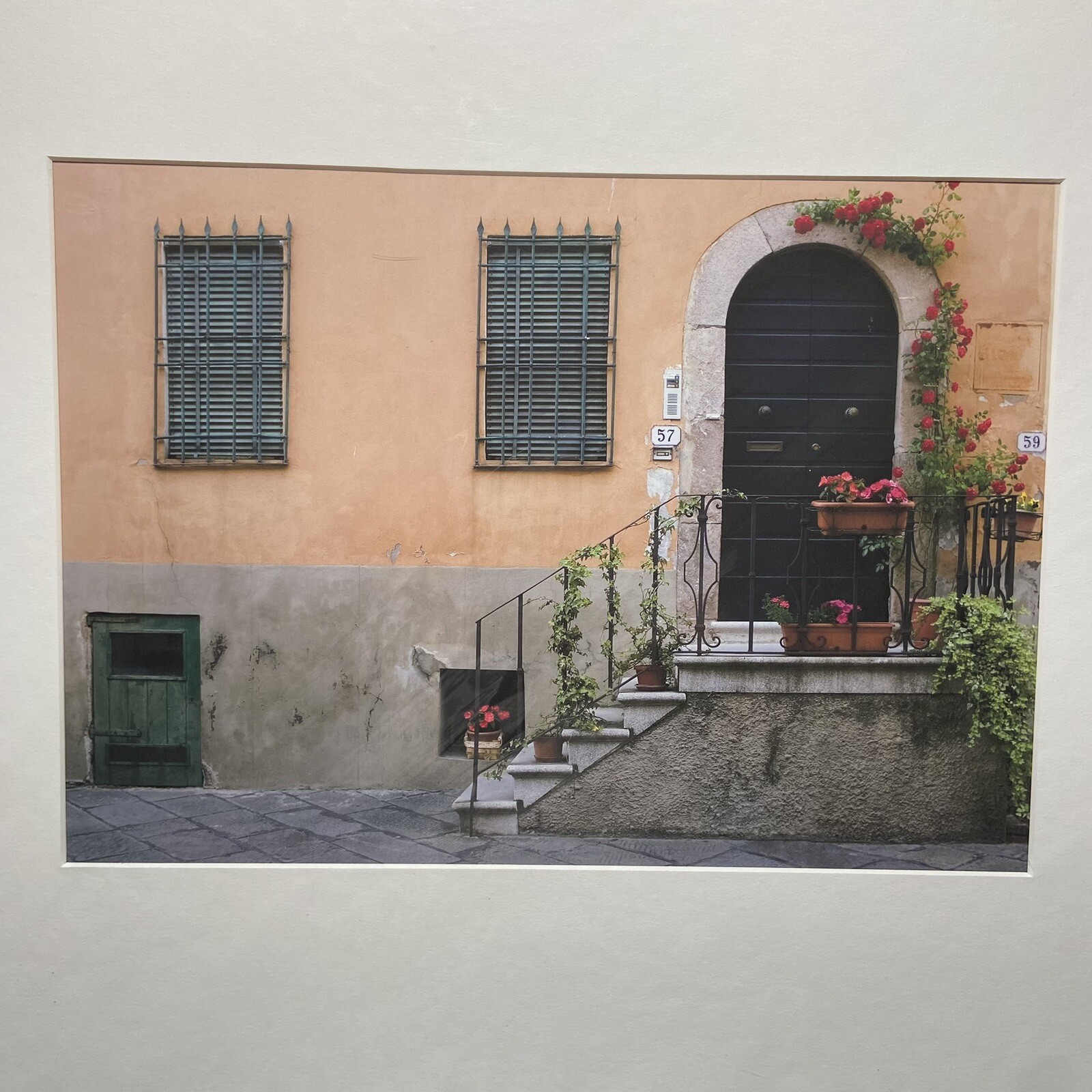 Art Photography Italy Italian Villa Color Garden Trellised Building Matted