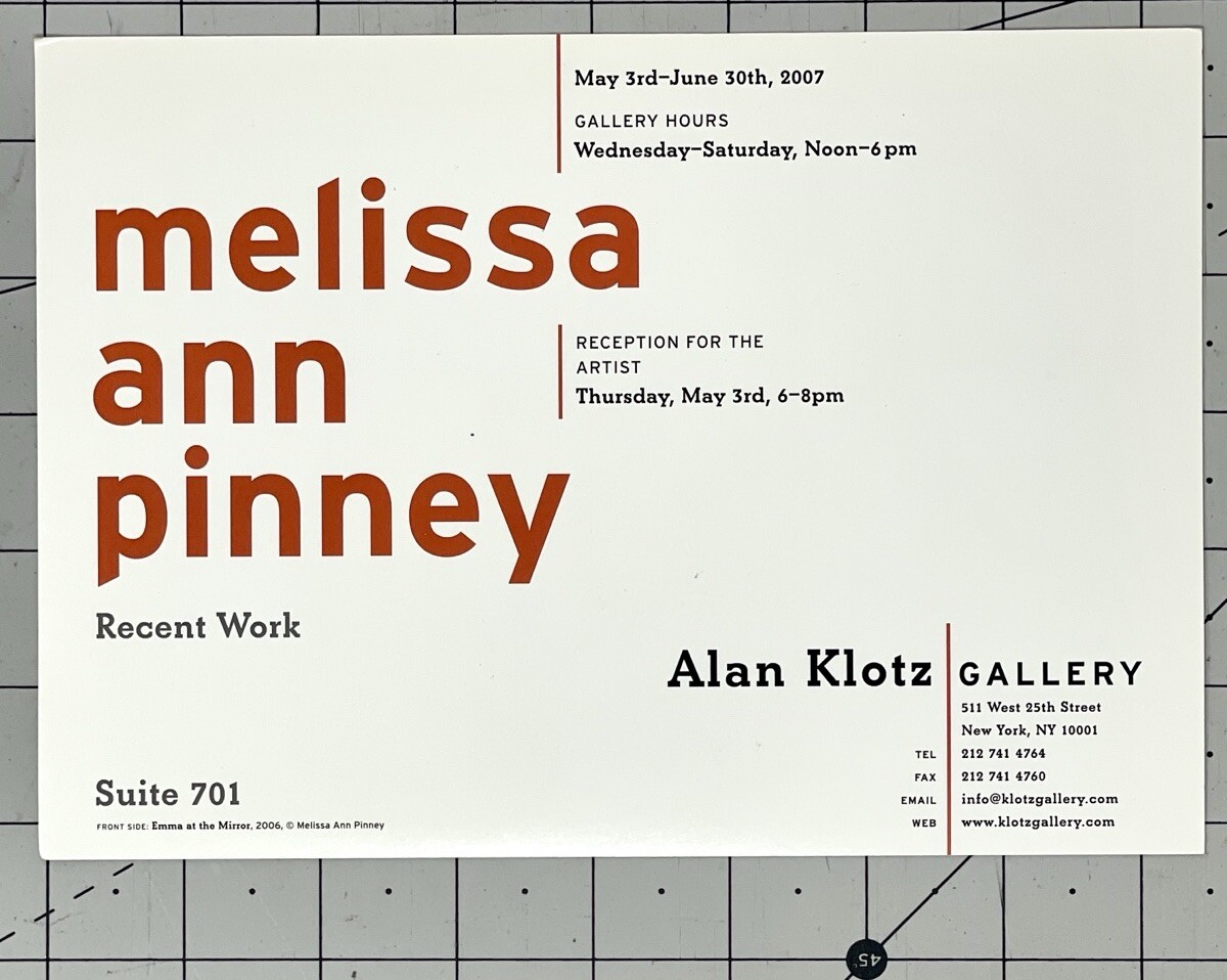 Melissa Ann Pinney (b. 1953) Art Announcement Card 2007