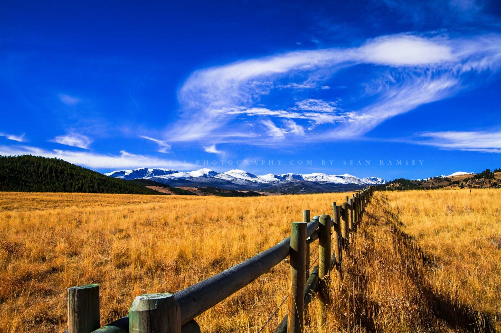 Bighorn Mountains Wyoming Fence Western Sky Rocky Mountain Photography Printa