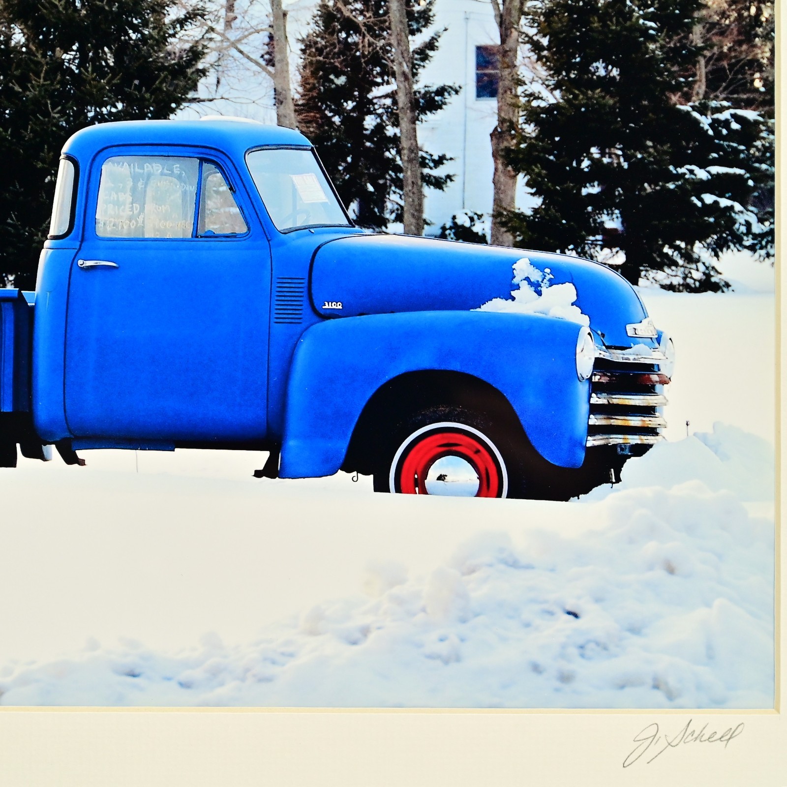 SCHELL Original Vintage Signed 1950s Chevy Pick Up Truck Landscape Photograph