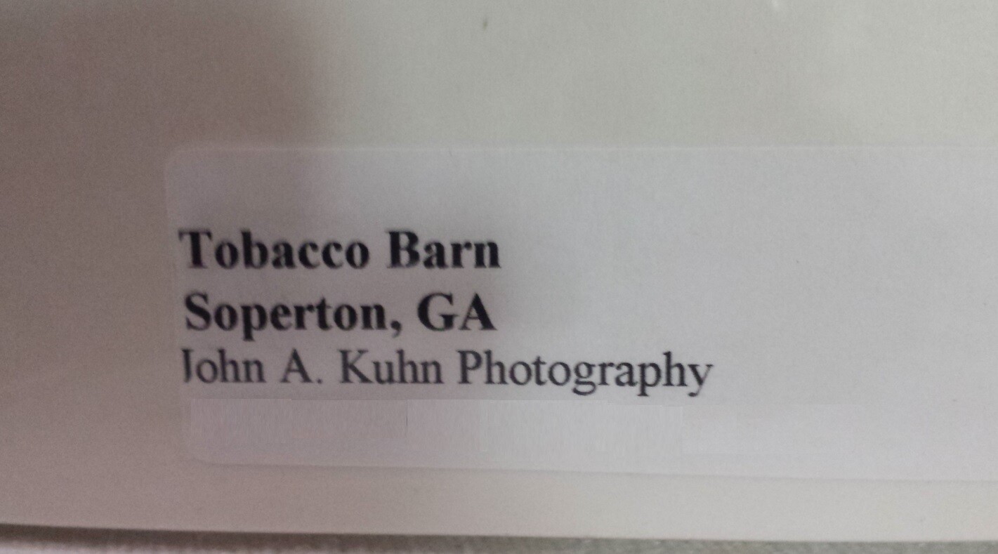 Tobacco Barn Fine Art Landscape Photography 5” x 7” Matted John A Kuhn Georgia