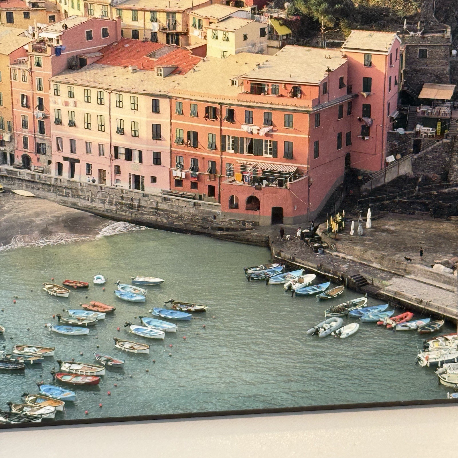 Dennis Barloga Vernazza Harbor Cinque Terre, Italy Giclee Print 12” x 14” Wood