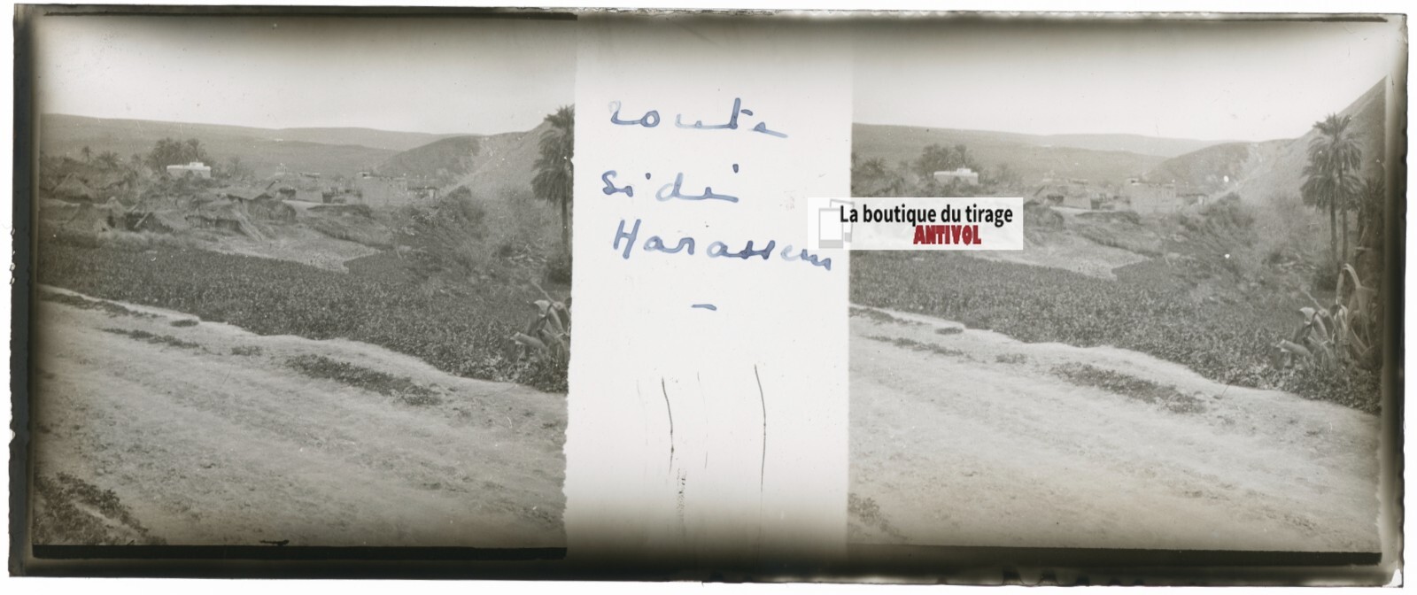 Sidi Harazem, Morocco, Stereo Glass Plate, Positive Black & White 4.5X10.7 Cm