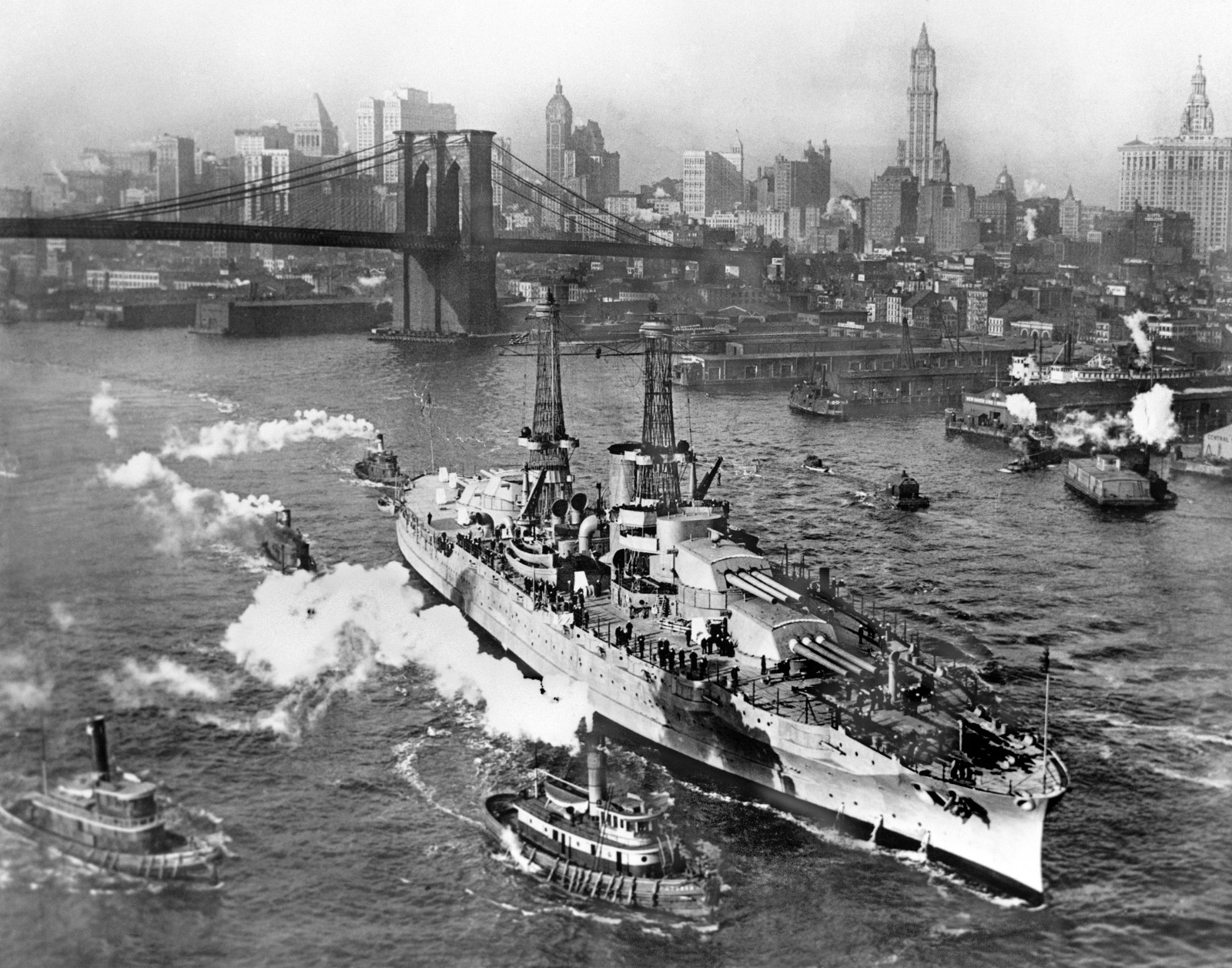 USS ARIZONA taken from Manhattan Bridge 1916 11×14 Photograph Print 11″x14″