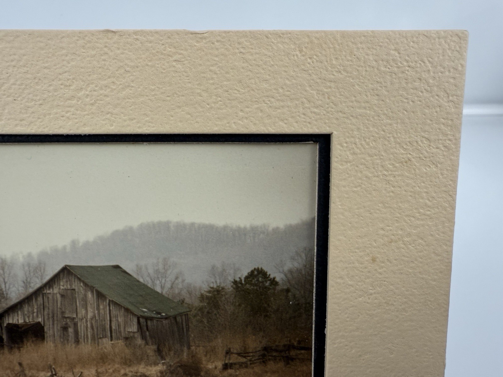 Gamow signed Old Farm Barn in Fenced Field Pasture Photography Art 5″ x 7″ Mated