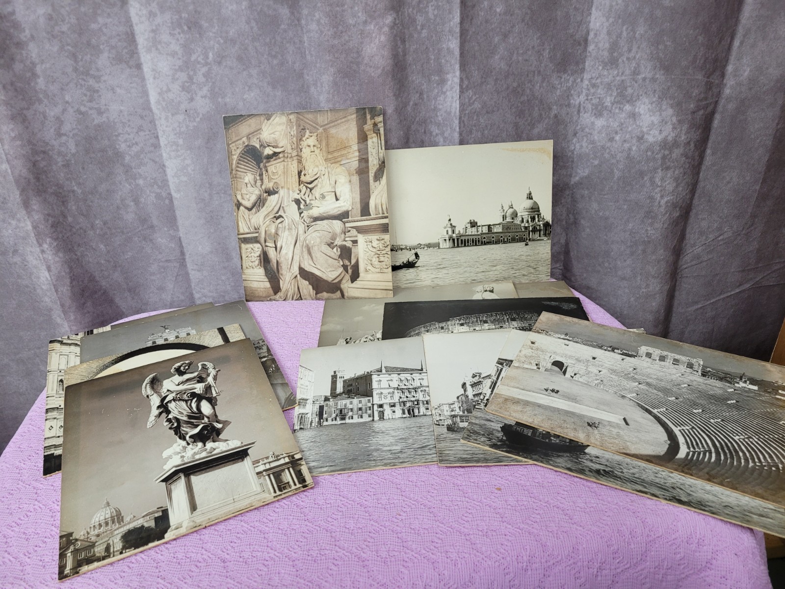 Lot Of 12 Vintage Black And White Photographs Venice Rome Florence Italy 9×7.5