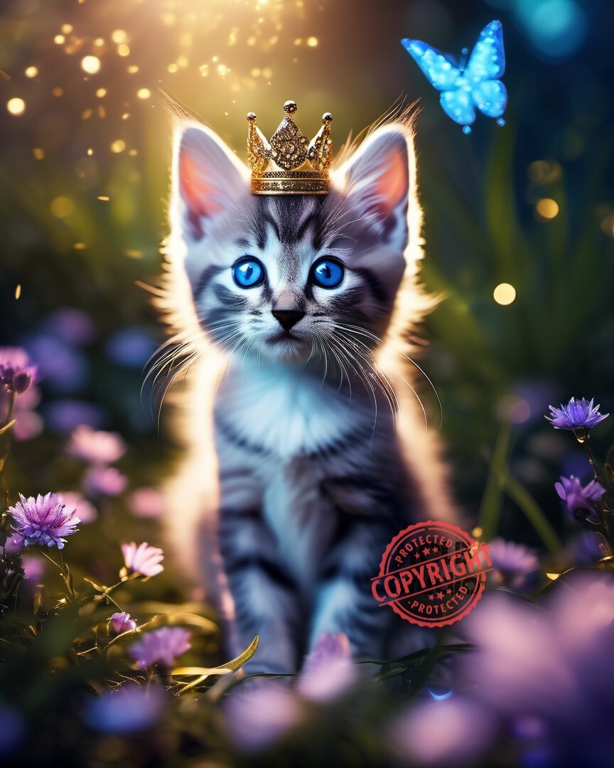 Cute Cats Digital Art – Whimsical Animal Portrait for Desktop Wallpaper