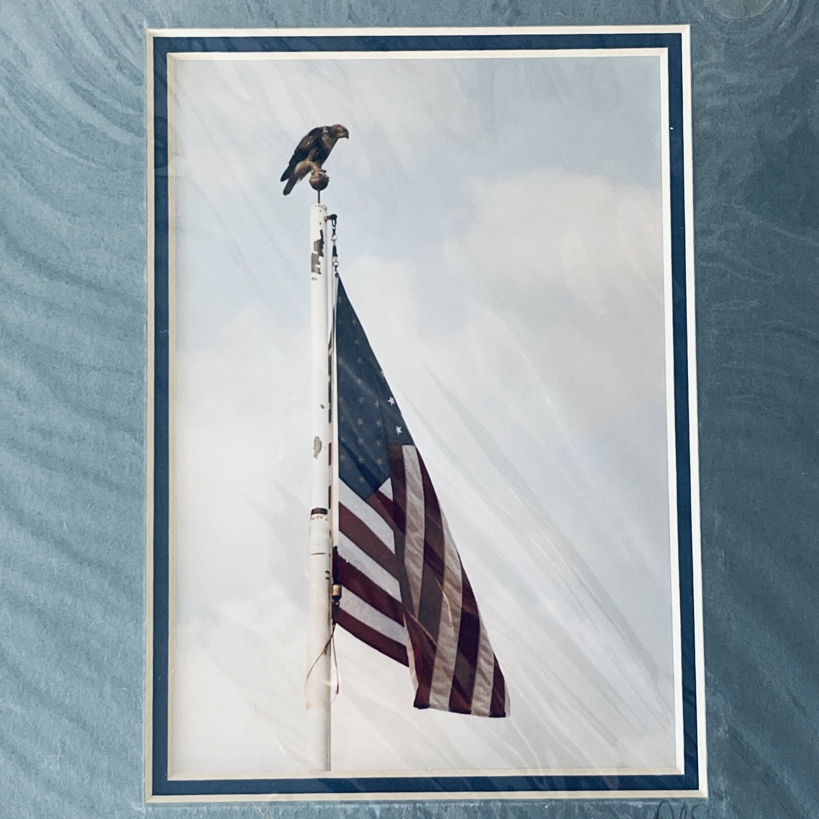 New Framed Photograph Print American Flag Eagle Americana 8×10 DLS Signed