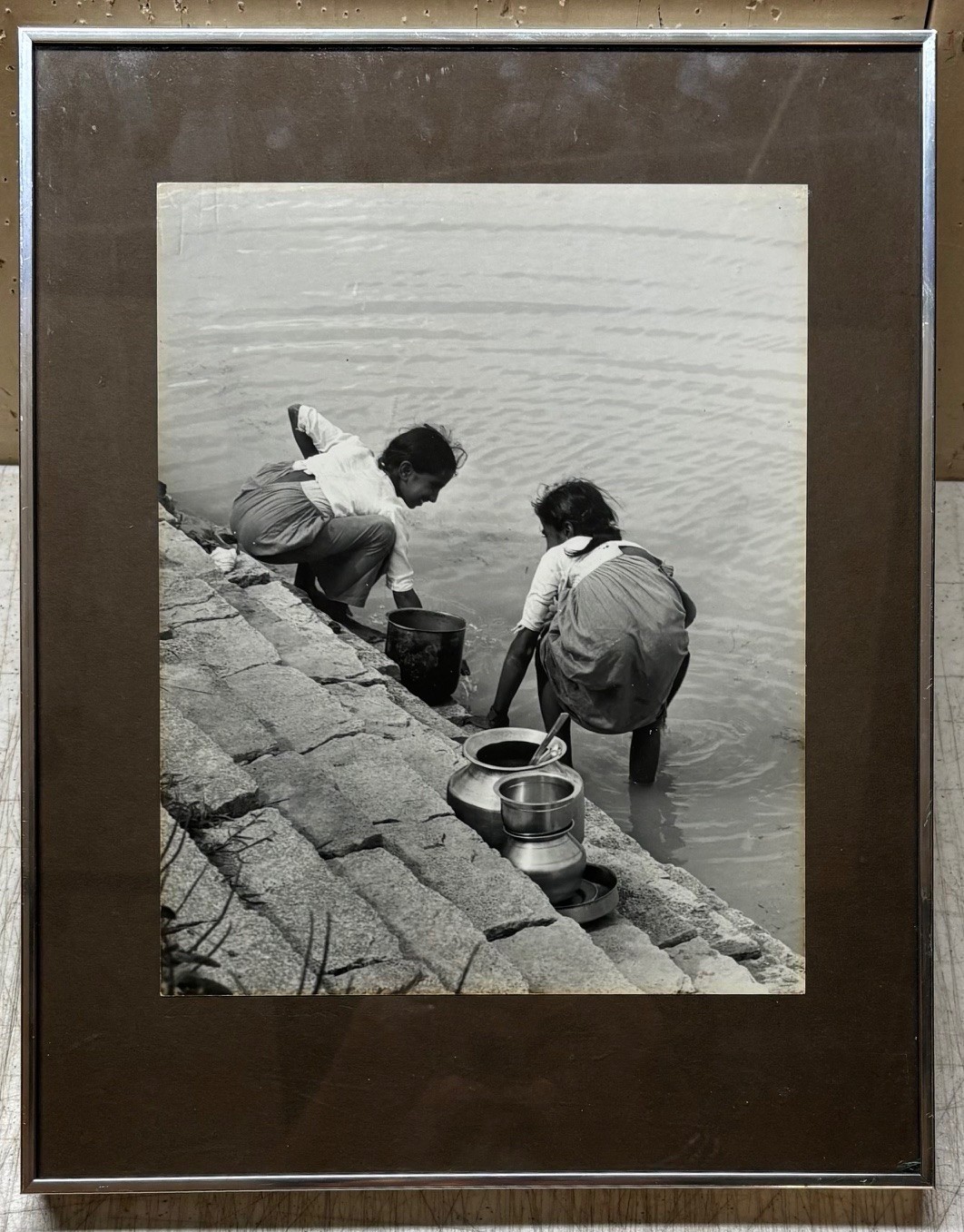 Original CLEMENS KALISCHER ‘Girls Washing on the River Banks INDIA’ PHOTOGRAPH