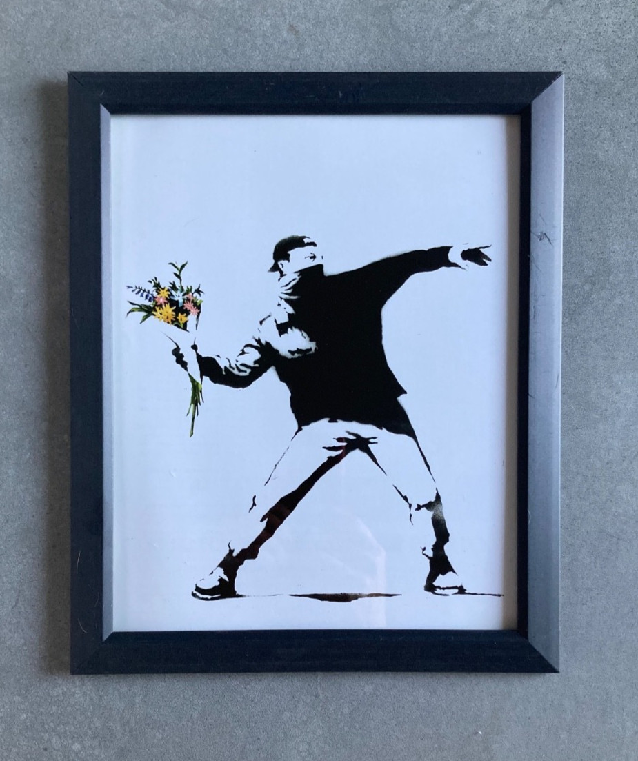 BANKSY 2003 Flower Thrower Framed Wall Art 8×10 Print Photograph Graffiti Street