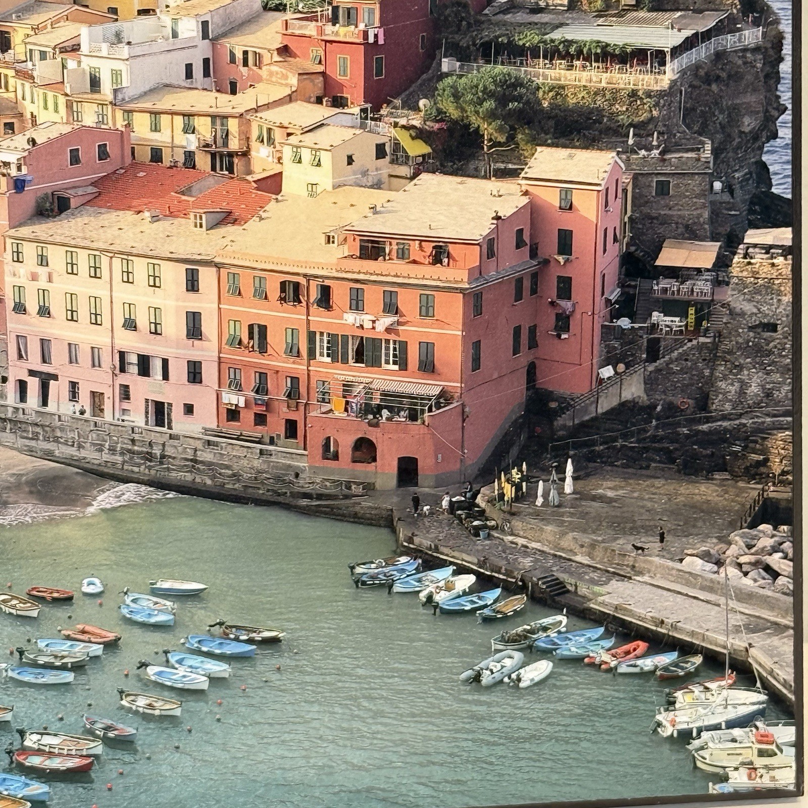 Dennis Barloga Vernazza Harbor Cinque Terre, Italy Giclee Print 12” x 14” Wood