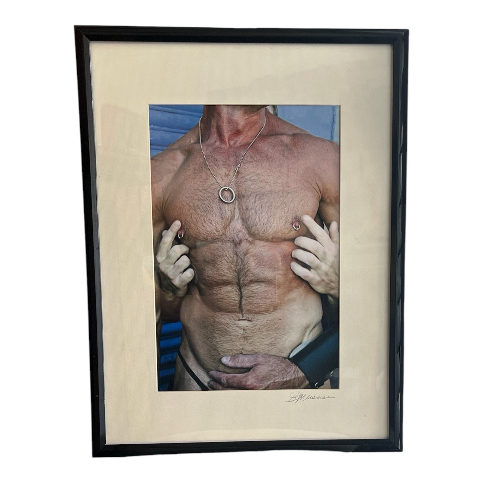 Framed B. Musner Photograph Color Gay Male Couple Erotica Signed Printed in USA