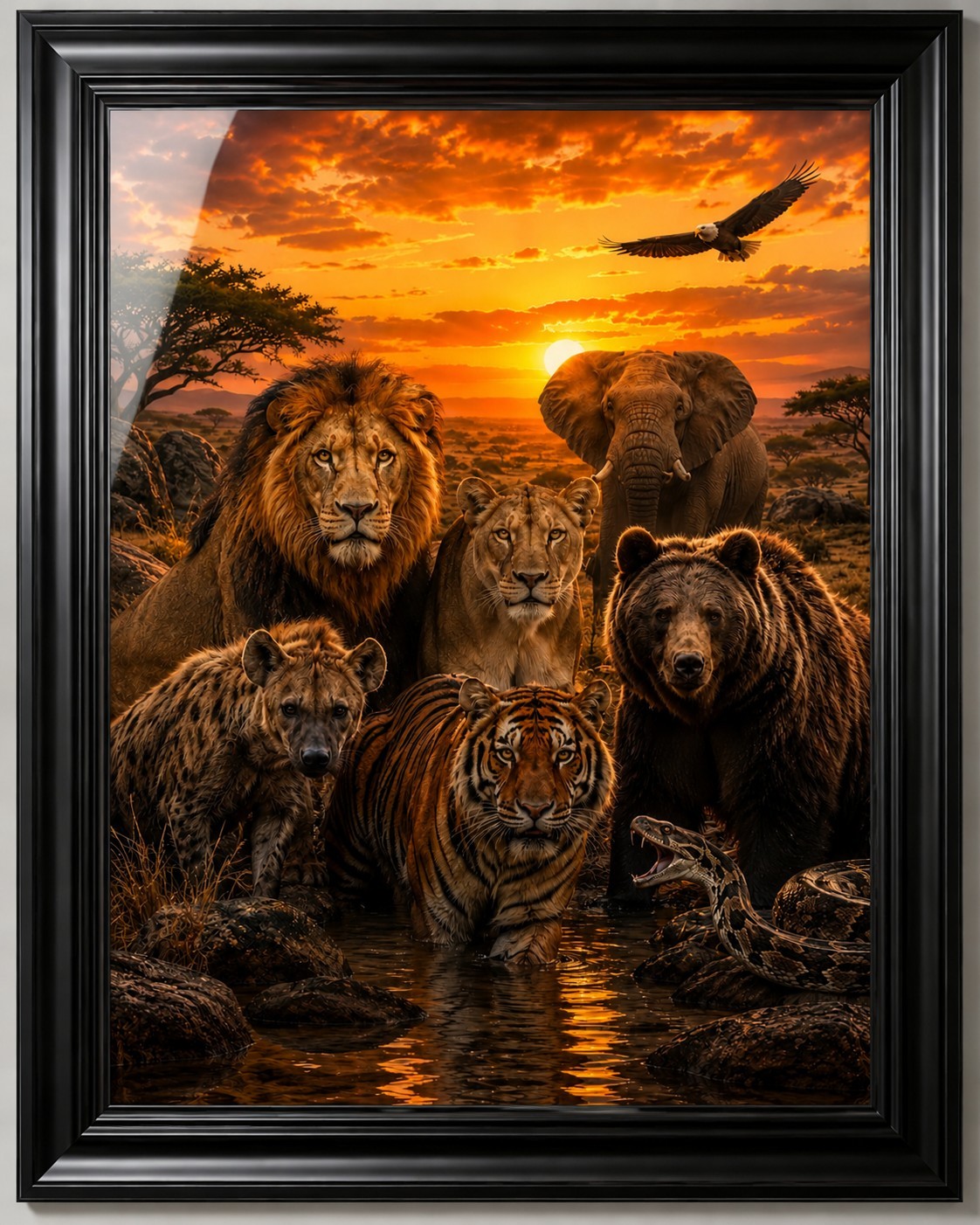 8×10 WallArt Animals Photo Print Glass Frame