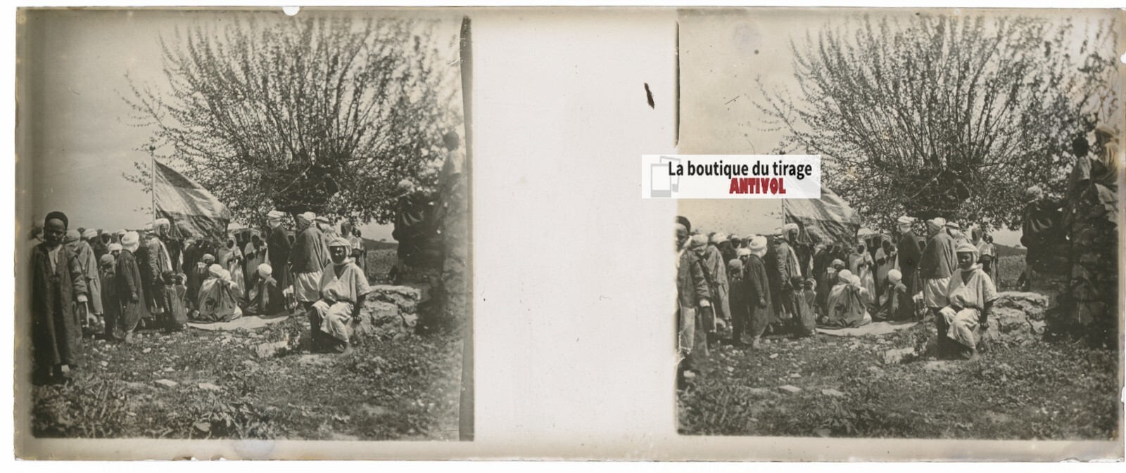 Characters, Morocco, Stereo Glass Plate, Positive Black & White 4.5×10.7 Cm
