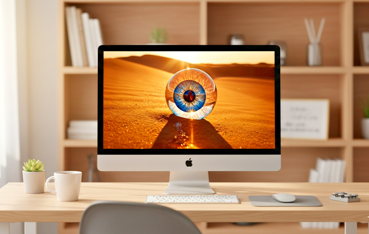 Surreal Blue Eye Crystal Ball Desert Ai Art Digital Download Fantasy Wallpaper