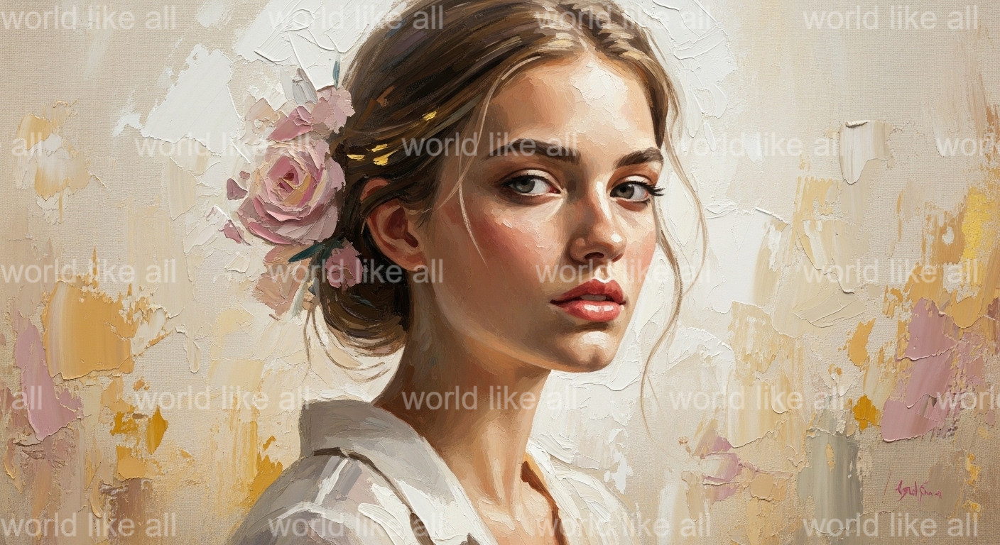 4K Digital Oil Painting: Beautiful Woman | Ethereal Wall Art Printable