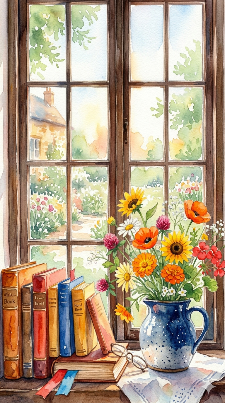 Digital Image Watercolor Flowers Painting Wallpaper Background Desktop AI Art