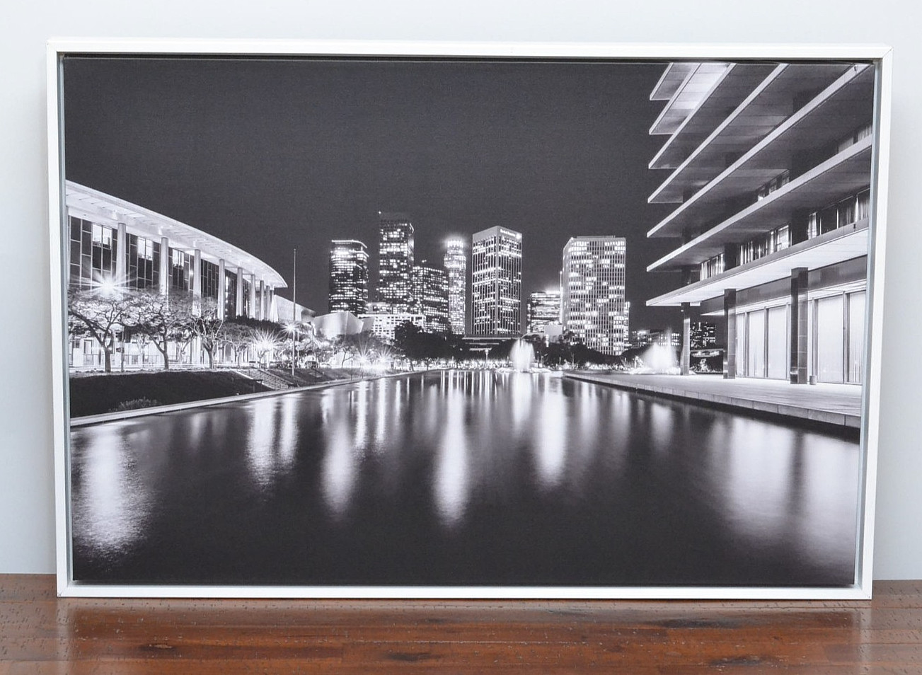 Downtown Los Angeles Water & Power Building – Black & White 20×30 Framed Canvas