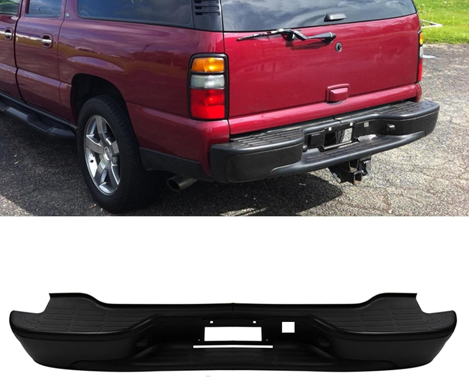 Black Rear Bumper Assembly Compatible with 2000-2006 Chevy Tahoe Suburban GMC Yu