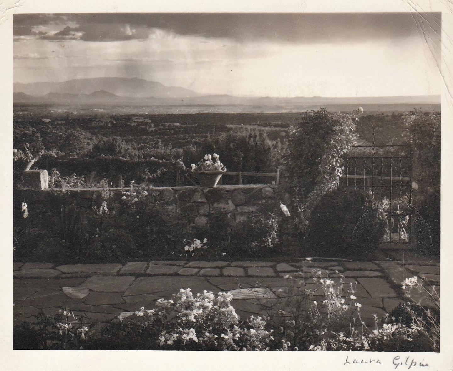 RARE Southwest Photographer Laura Gilpin Signed Photo – Santa Fe Plain ca 1950