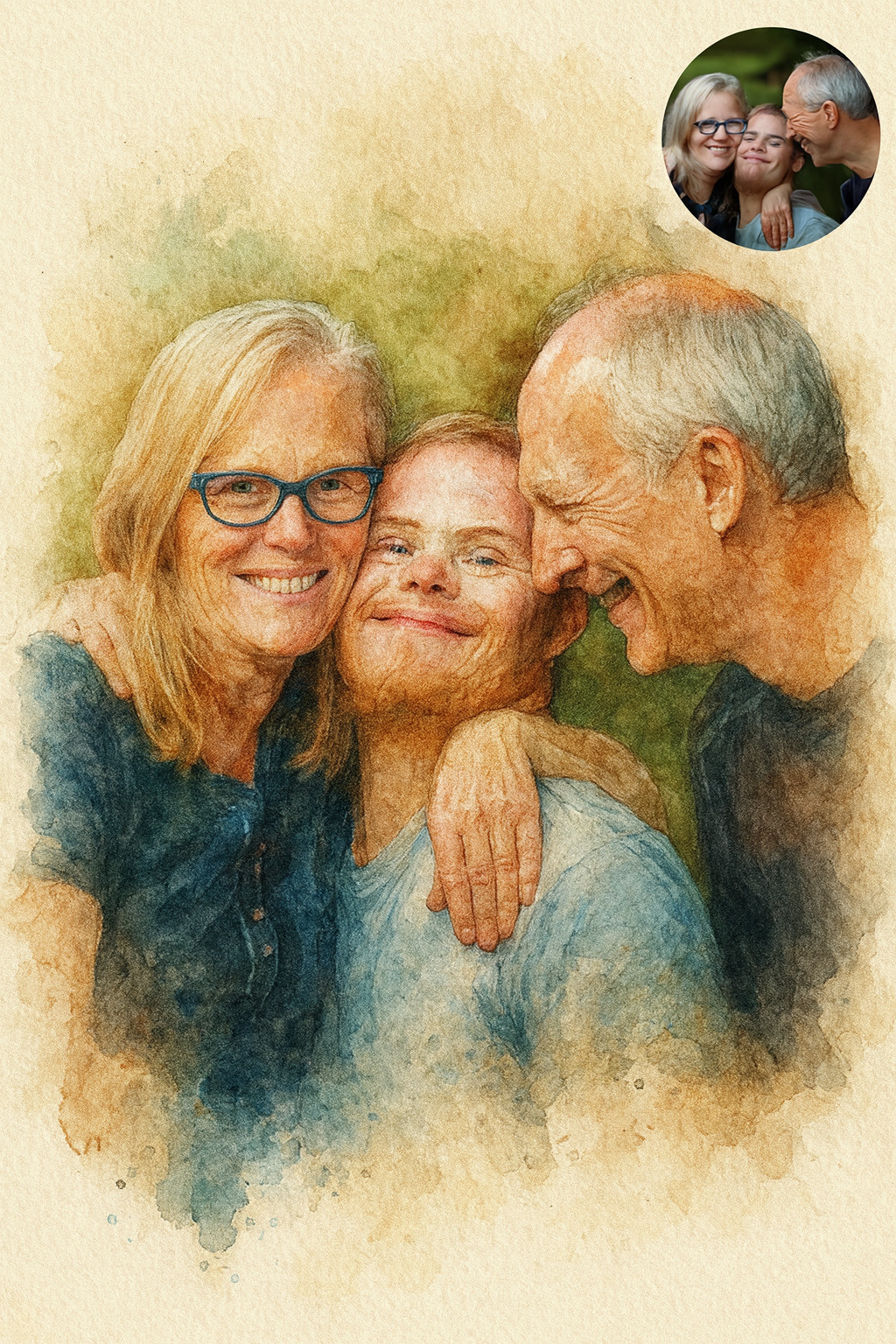 Your Photo to Watercolor Portrait| Digital Art Download| Personalized 3D Art