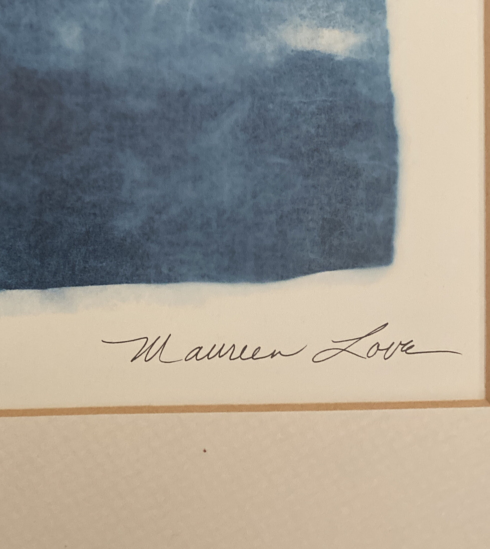Maureen Love Signed Original Art Print “Under the Blossoms” Matted 20” by 16”