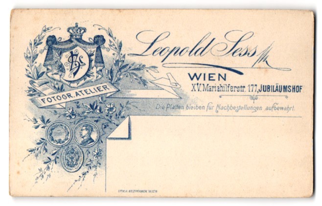 Photograph Leopold Sess, Vienna, Mariahilferstr. 177, Royal Coat of Arms with Mono