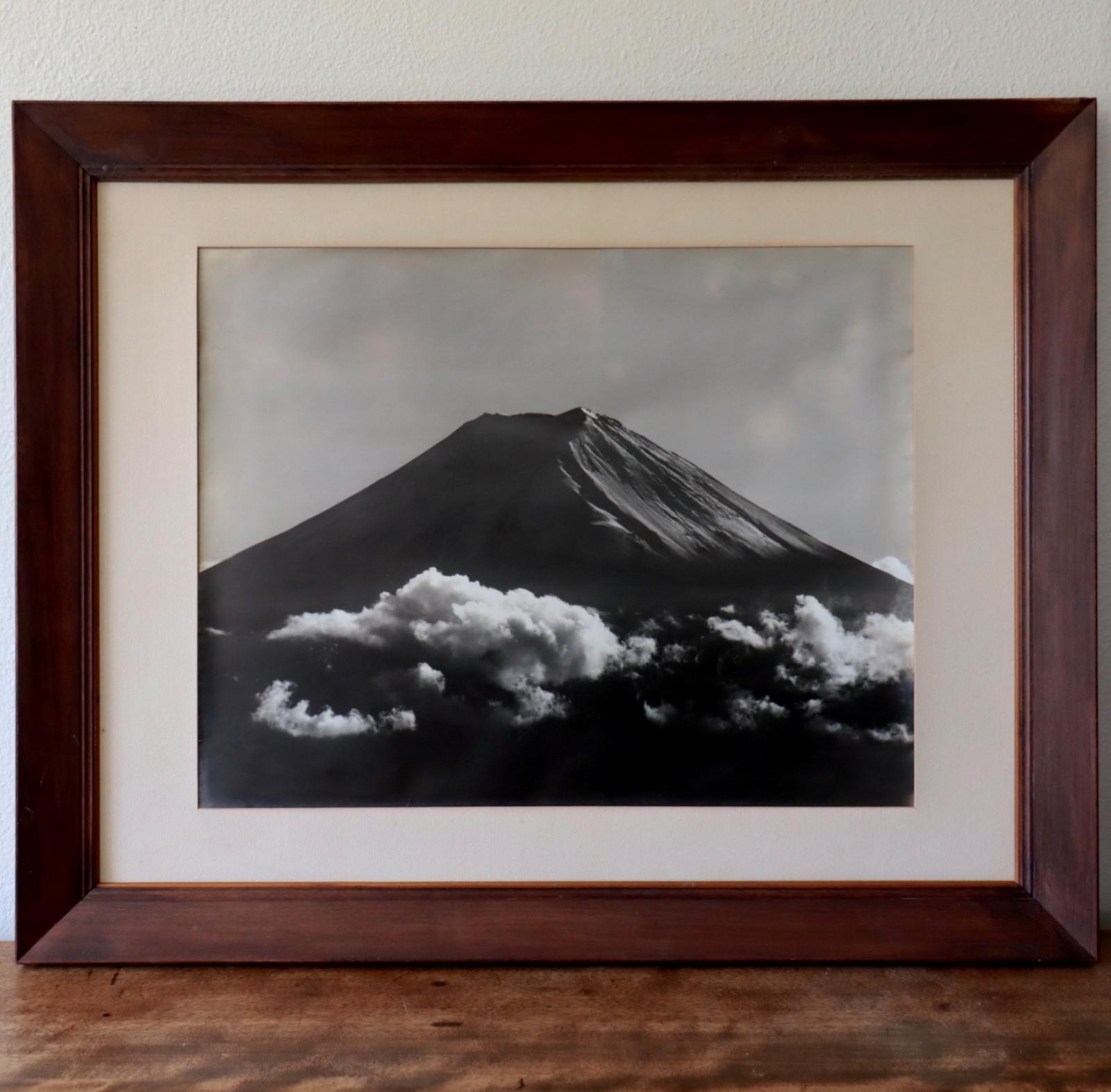 Large 1950s Photograph Mt Fuji Summer Koyo Okada Silver Gelatin Print Japan Vtg