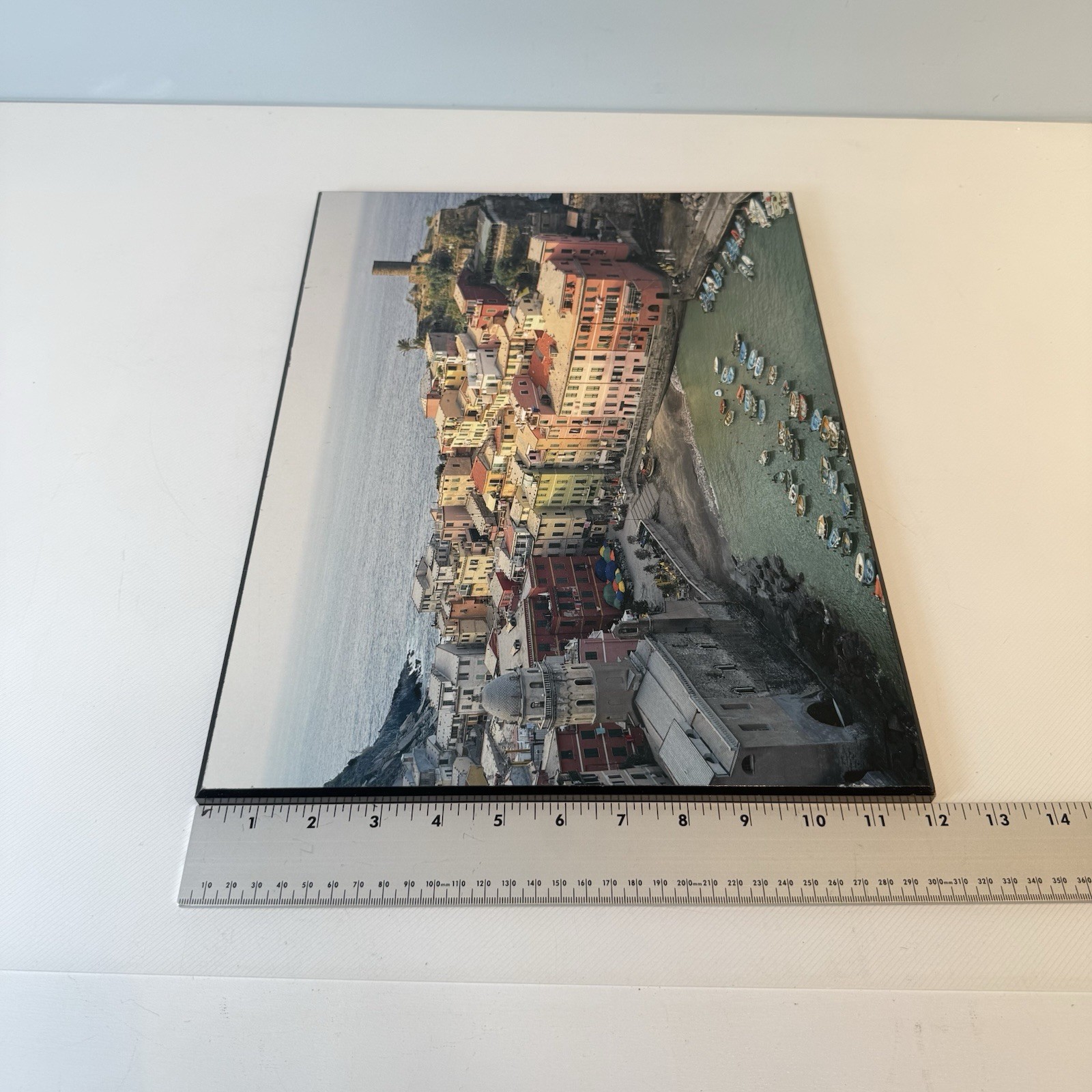 Dennis Barloga Vernazza Harbor Cinque Terre, Italy Giclee Print 12” x 14” Wood