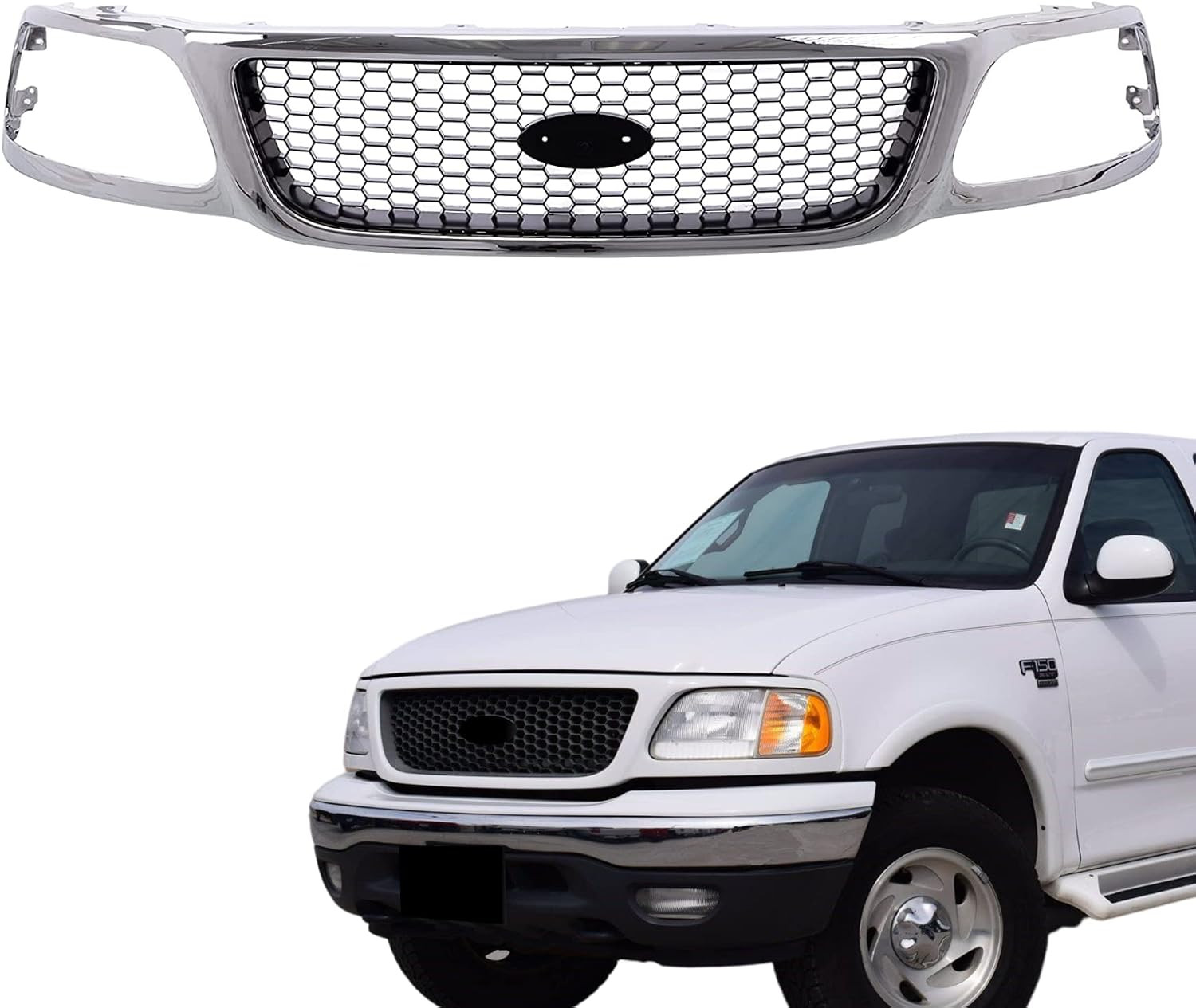 Replacement Parts Front Grille Grill Assembly with Chrome Shell with Black Honey