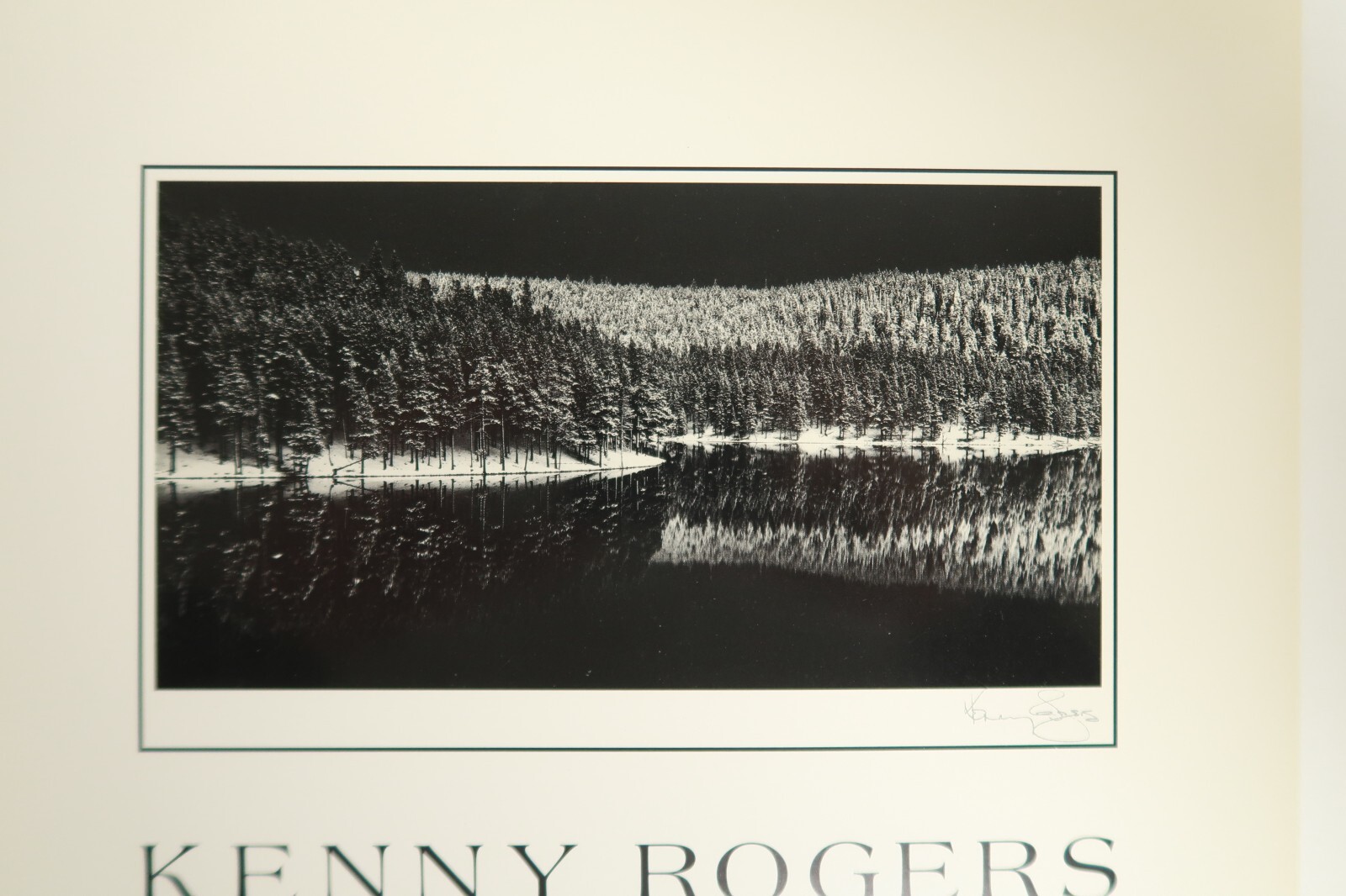 Kenny Rogers 8″ x 10″ Landscape Photo Black & White 1987 Litho Forest & Lake
