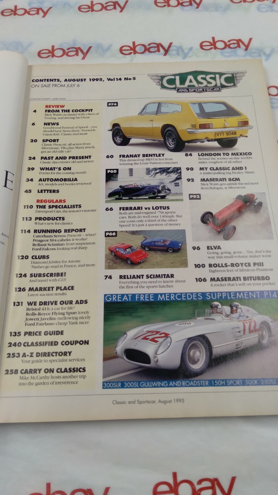Classic And Sportscar Magazine AUG 1995 MERCEDES 300SL
