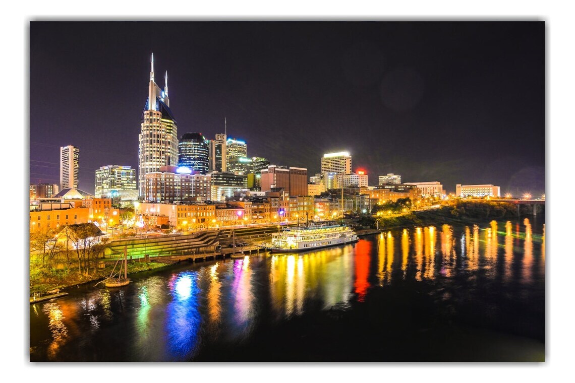Downtown Nashville Skyline Photography Prints – Music City at Night – Tennessee