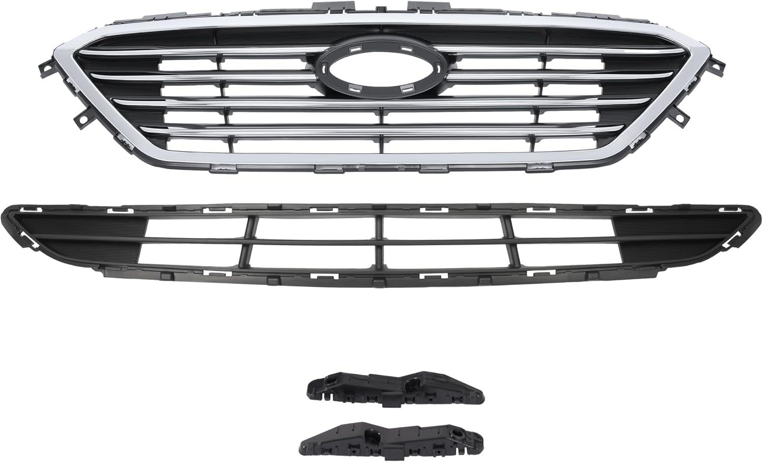Front Upper & Lower Grille & Bumper Bracket Compatible with 2015-2017 Hyundai So