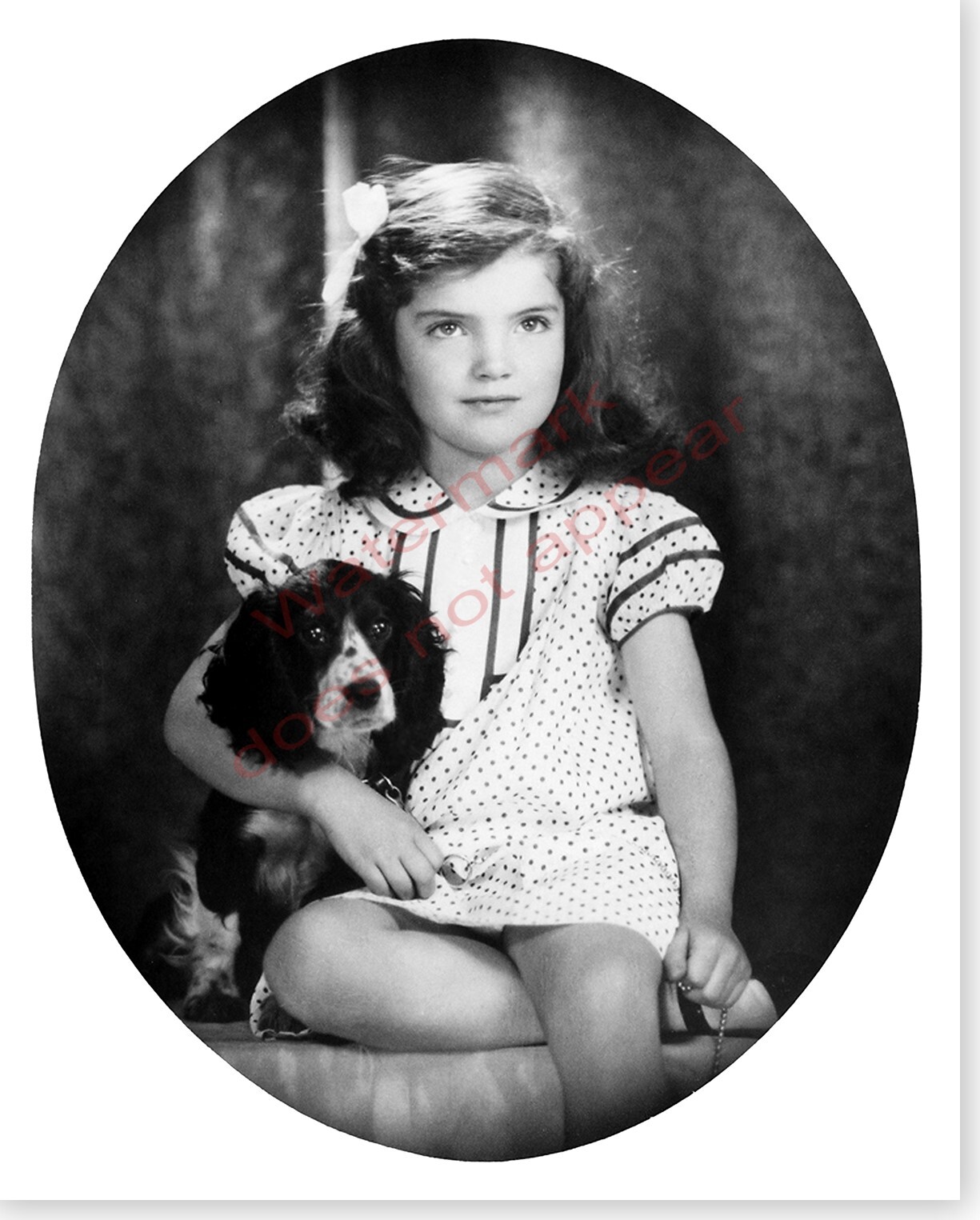 First Lady Jacqueline Kennedy 1935 As A Child With Dog Silver Halide Photo