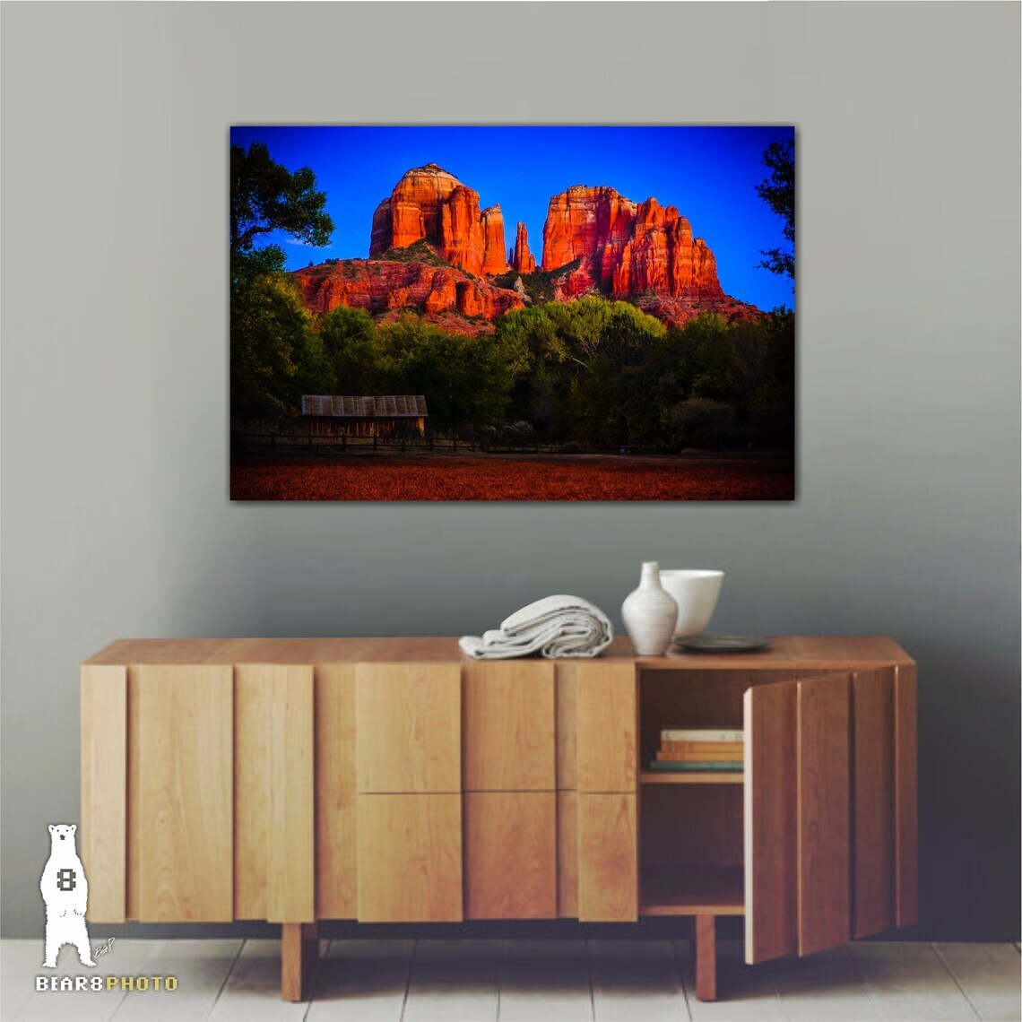 Cathedral Rock Sedona AZ at Dusk from Crescent Moon Ranch – Photography Prints