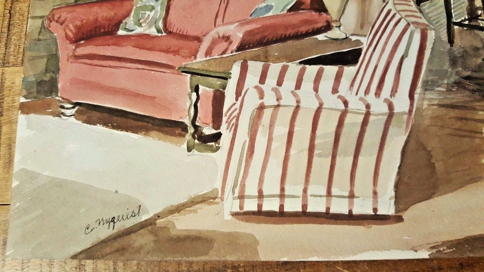 BEAUTIFUL Carl Nyguist (1888-1959) Watercolor – SIGNED – (20″ x 14″)
