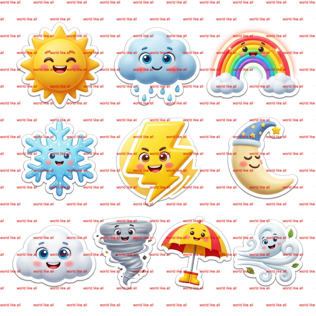 Stickers for Kids | Cute 3D Cartoon [Theme] Sticker Sheet | Digital 4k Download